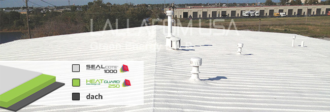 Zainstalowany poliuretanowo-silikonowy system dachowy